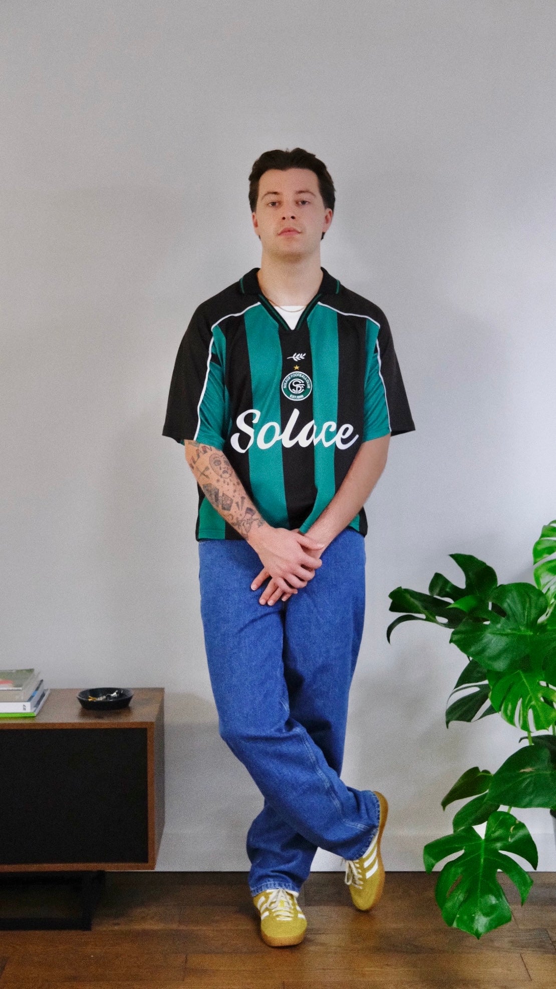 Solace FC Oversized Boxy Football Shirt - Black/Forest Green