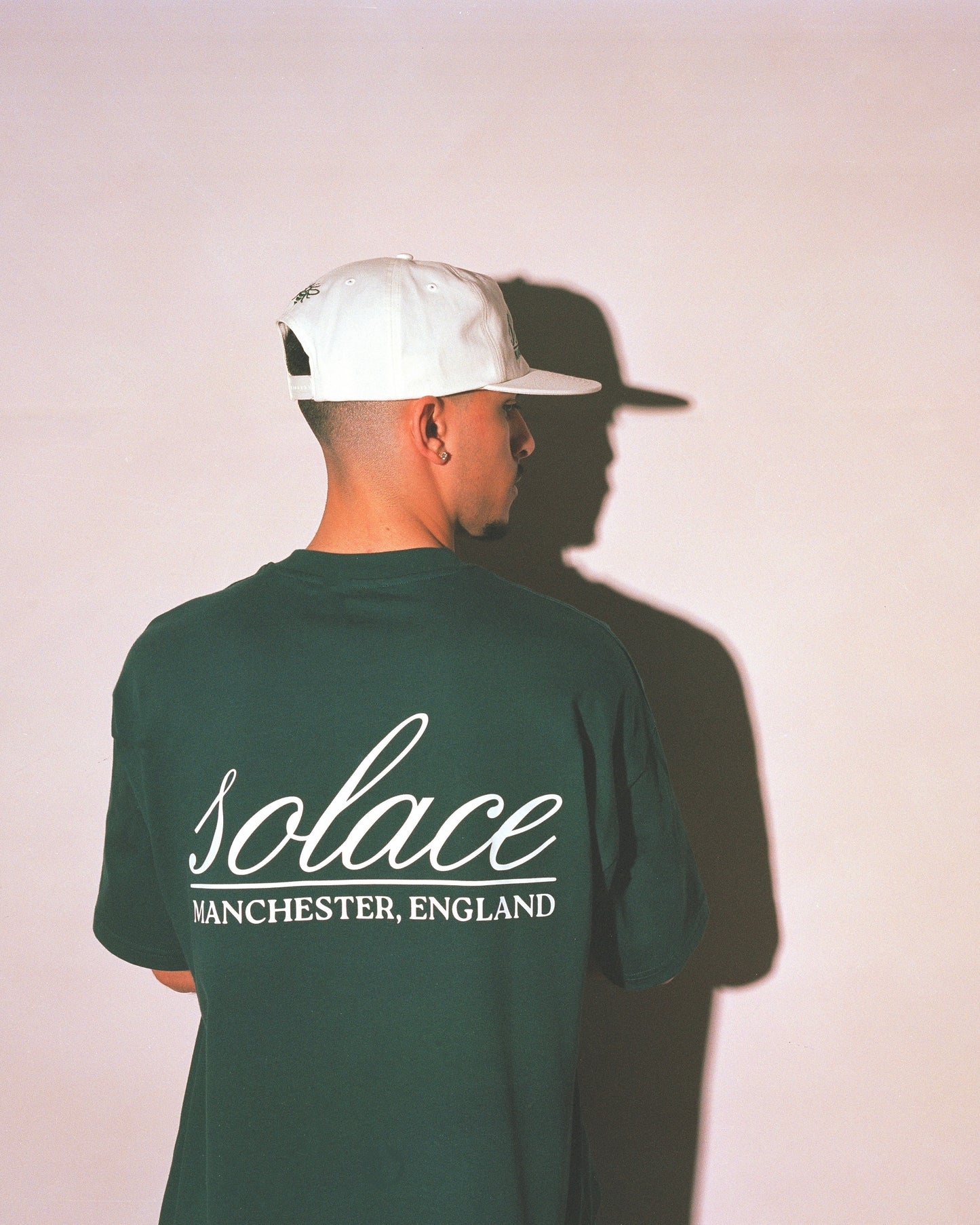 Signature Cursive 5 Panel Baseball Cap - Ivory/Forest Green