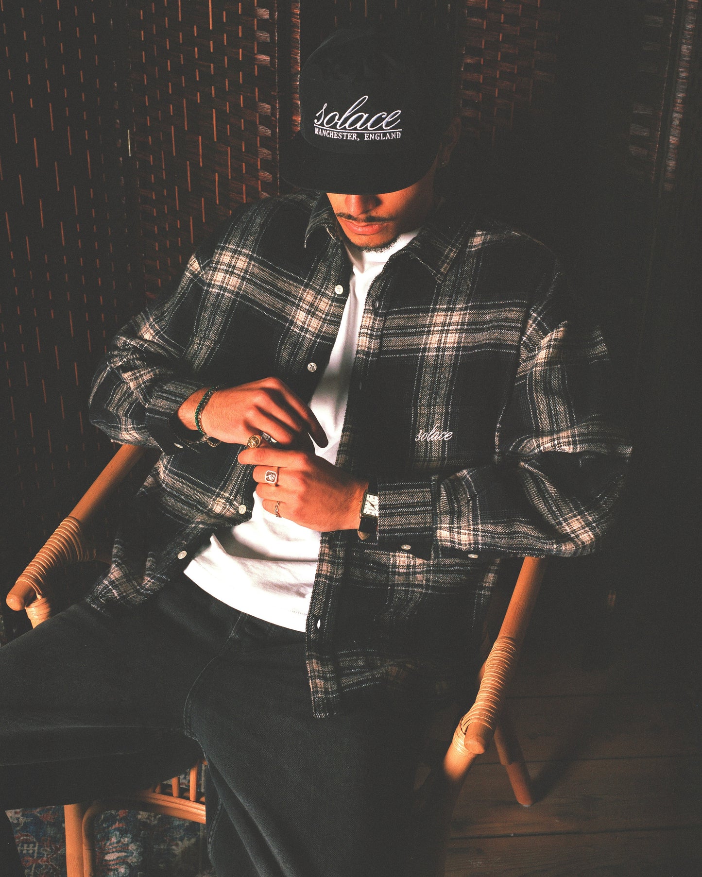 Oversized Boxy Twin Pocket Check Shirt - Balsamic Black/Butter Beige