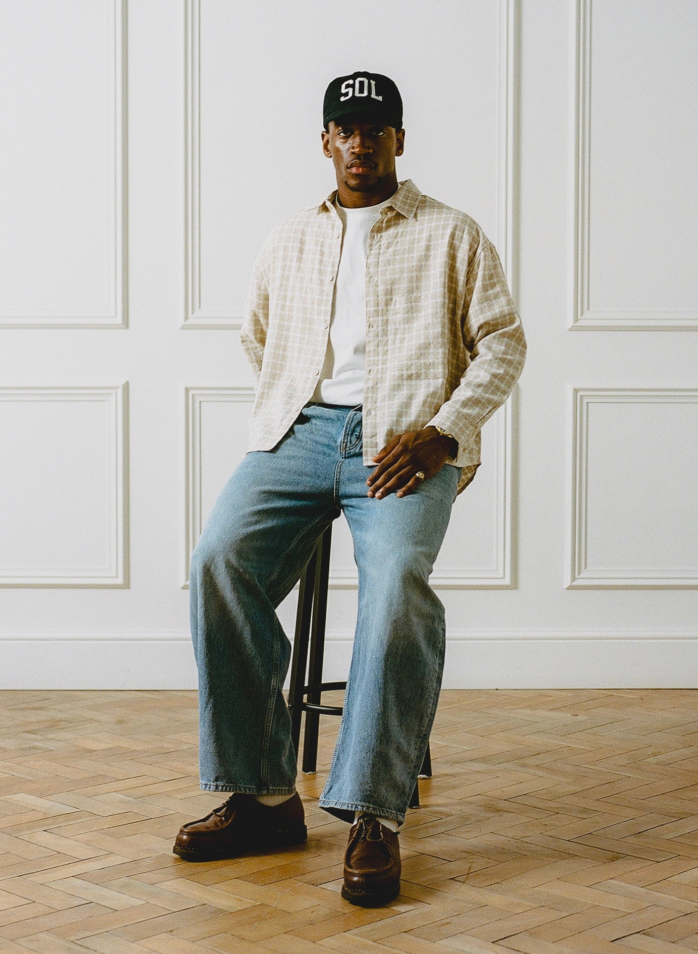 Crosshatch Check Flannel Button Shirt - Butter Beige/Ivory