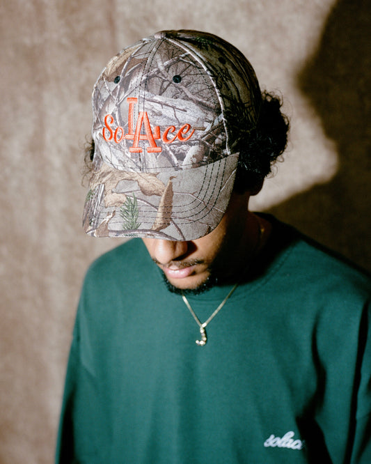 California Camo 6 Panel Baseball Cap - Tree Camo/Solar Orange