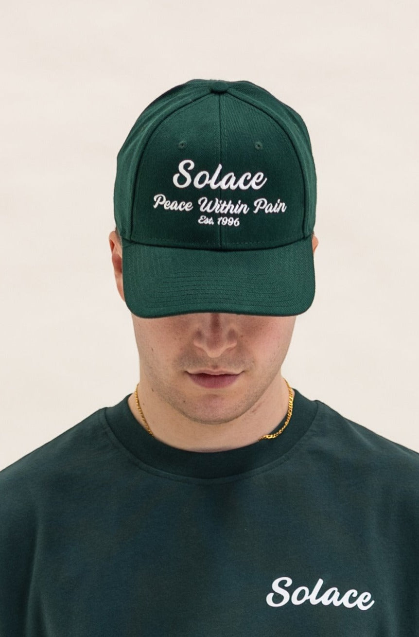 Signature Logo 6 Panel Snapback Cap - Forest Green/Ivory