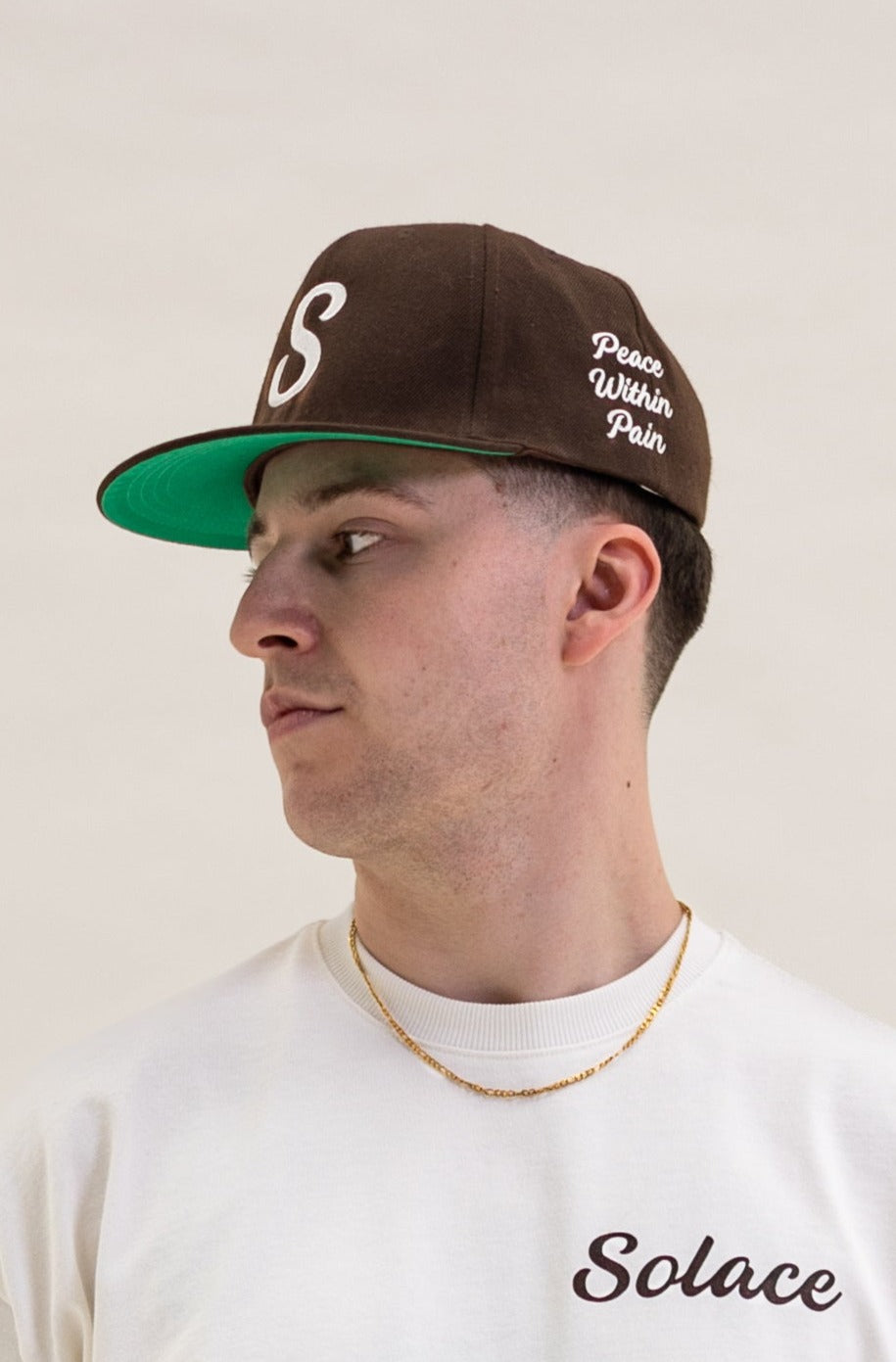 Initial Logo 6 Panel Snapback Cap - Chocolate Brown/Ivory