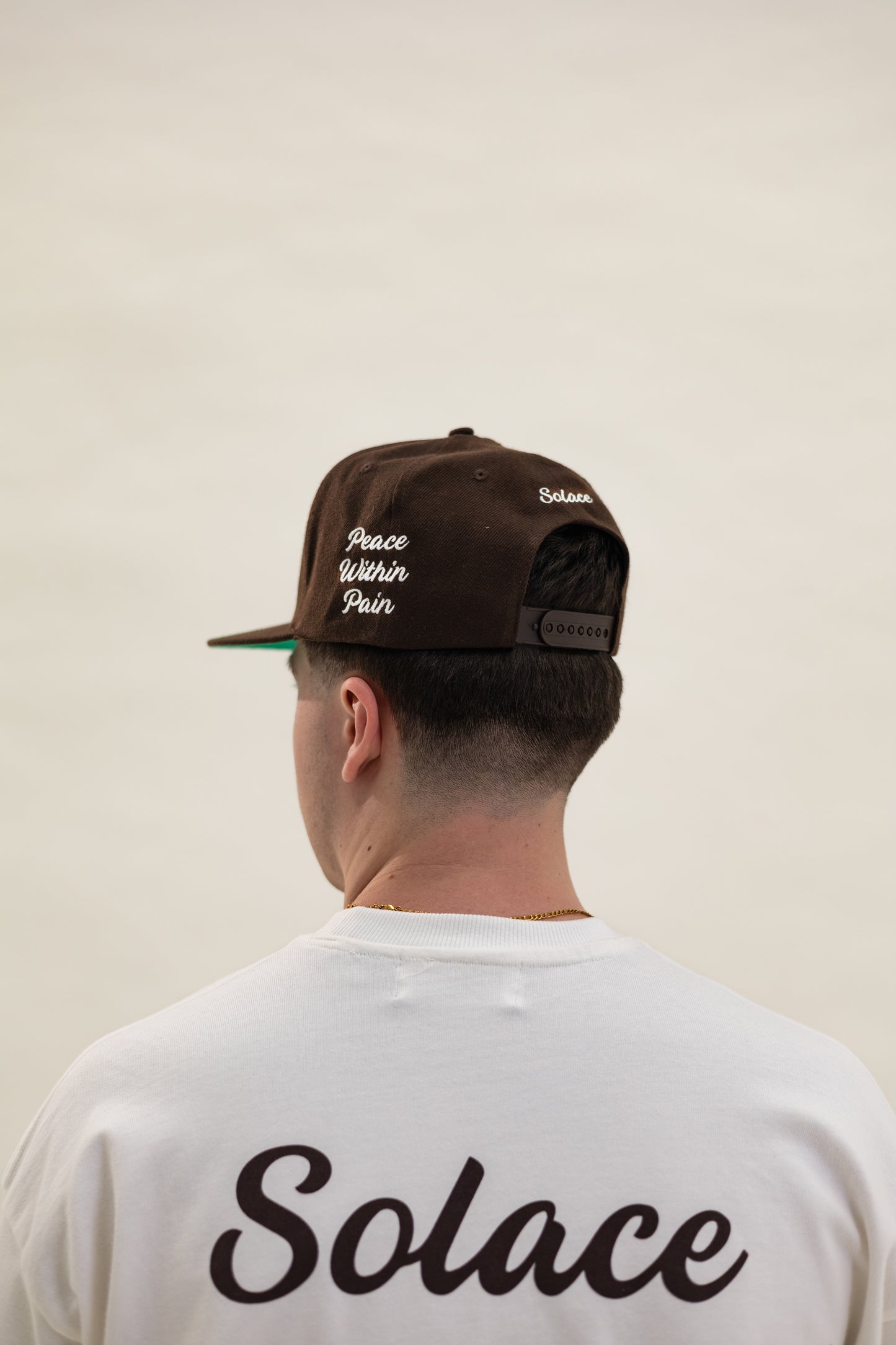 Initial Logo 6 Panel Snapback Cap - Chocolate Brown/Ivory