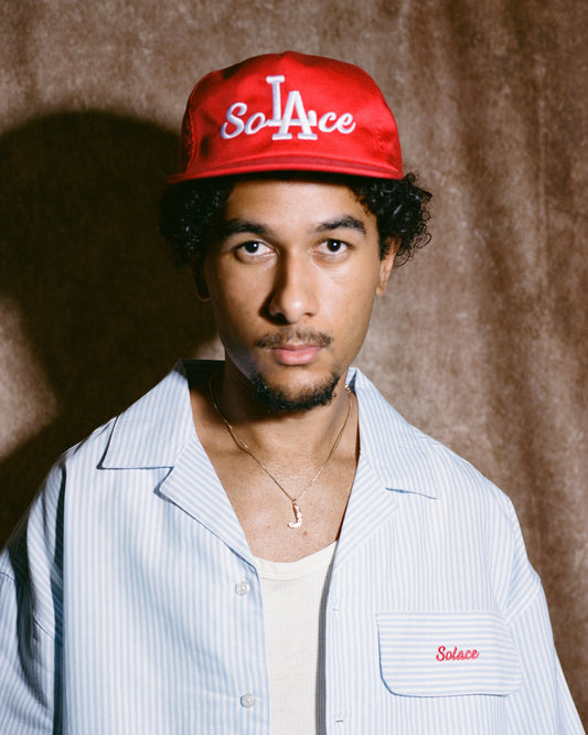 California Solaire 5 Panel Baseball Cap - Rose Red/Ivory