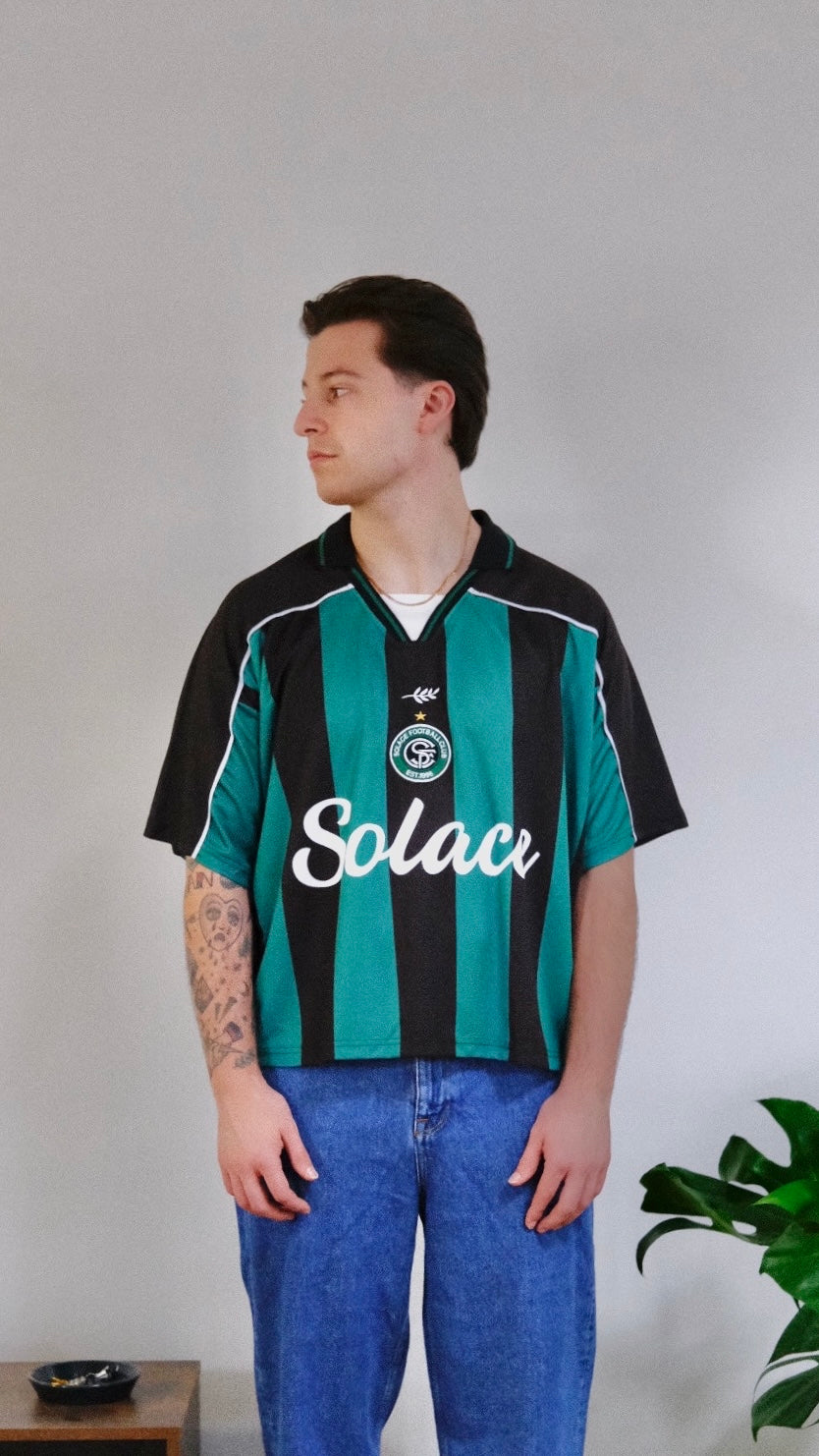 Solace FC Oversized Boxy Football Shirt - Black/Forest Green
