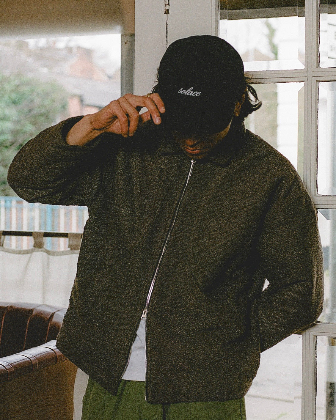 Cursive Logo 5 Panel Baseball Cap - Carbon Black/Ivory