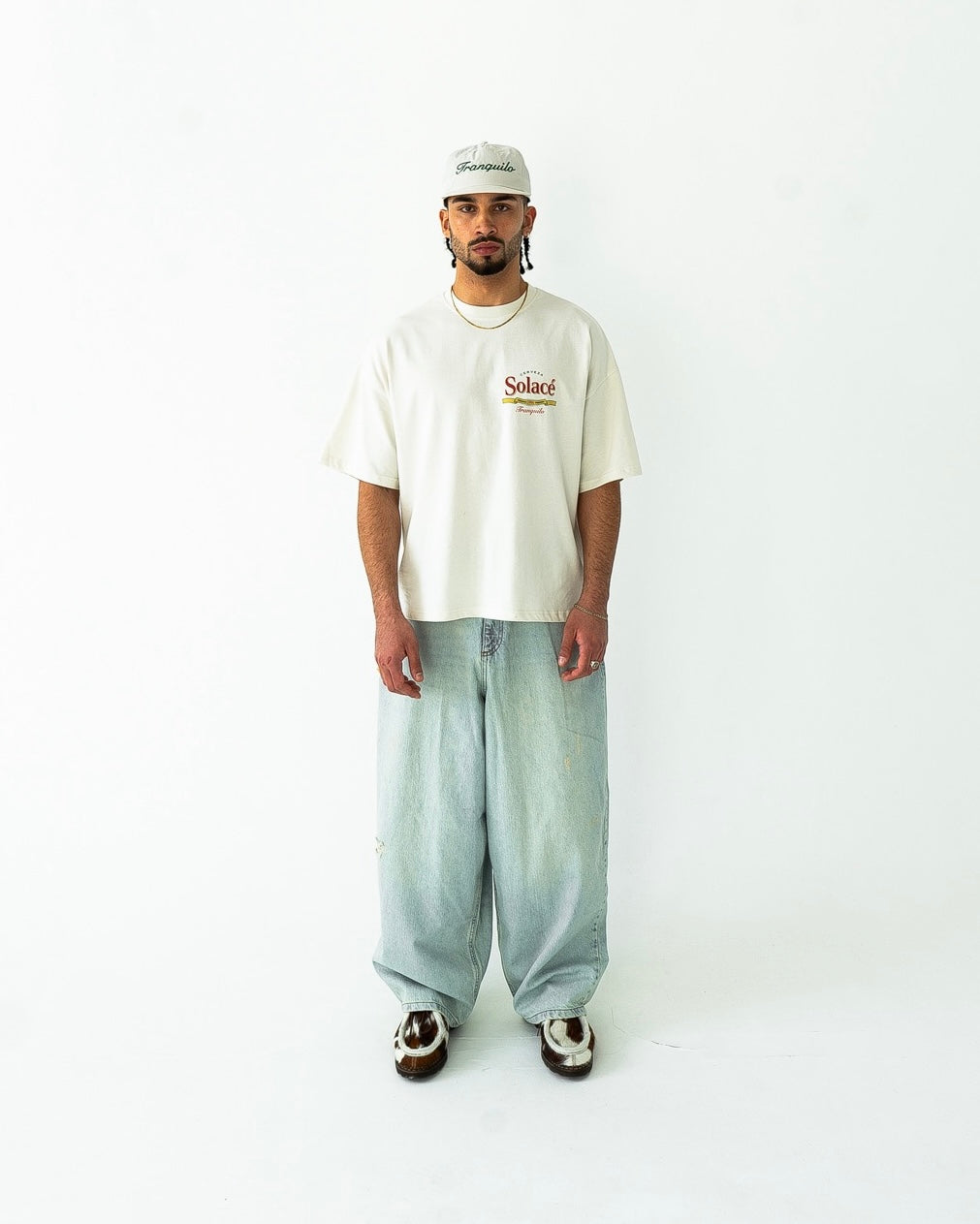 Oversized Boxy Cerveza T-Shirt - Vintage White/Rose Red