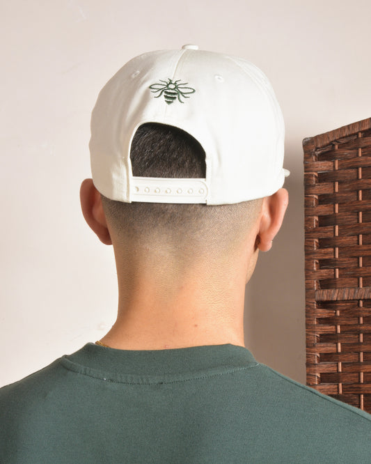 Signature Cursive 5 Panel Baseball Cap - Ivory/Forest Green