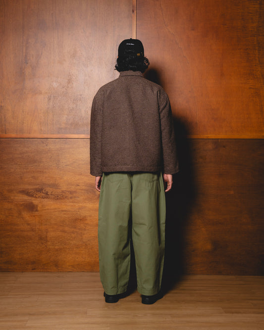 Boucle Curve Pocket Zip Jacket - Mocha Brown/Ivory