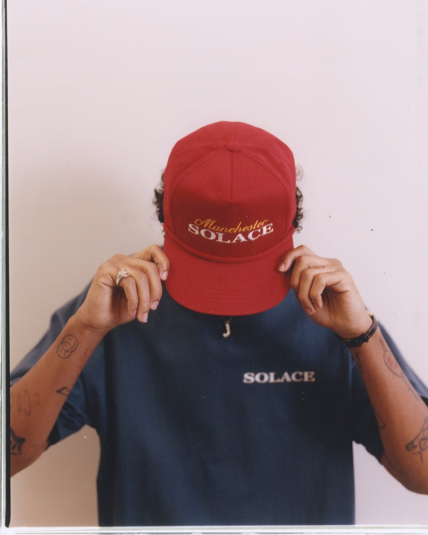 Royal Logo 5 Panel Cap - Rose Red/Antique Gold