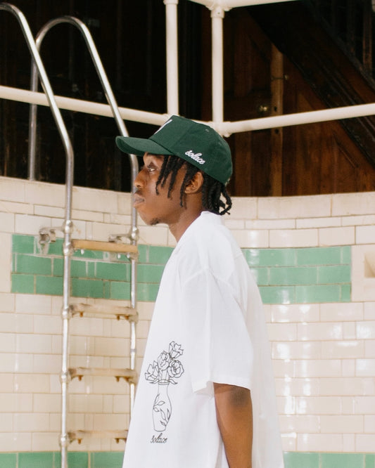 Chainstitch Initial 5 Panel Baseball Cap - Forest Green/Ivory