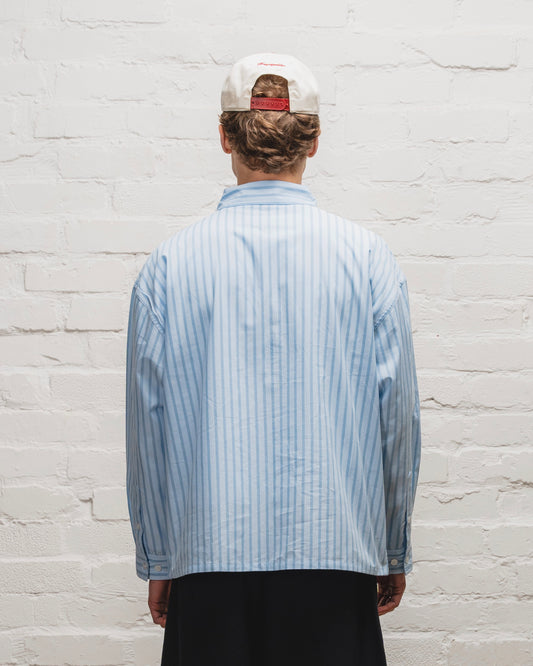 Striped Half Zip Collar Shirt - Carolina/Sky Blue