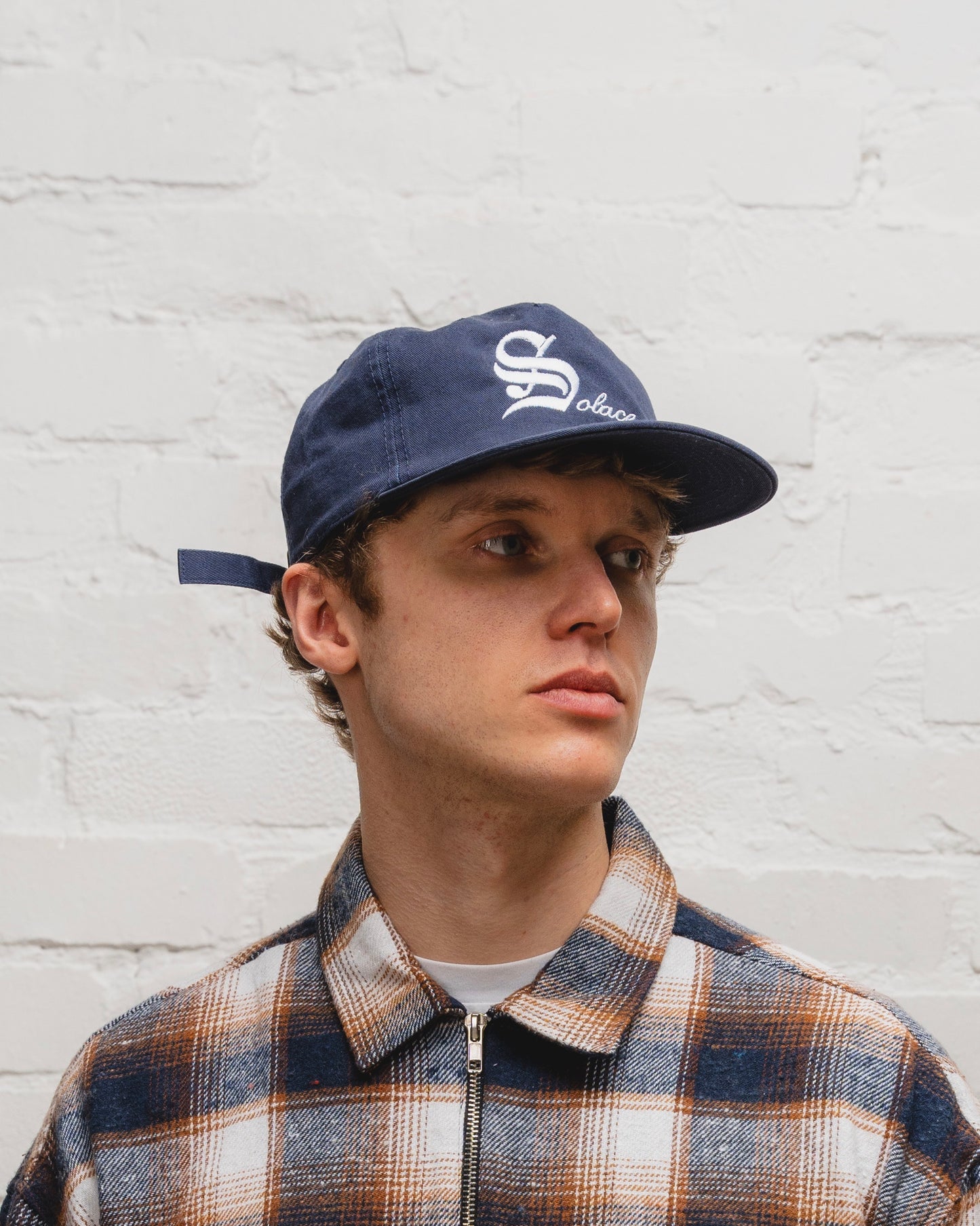 Old English 5 Panel Baseball Cap - Midnight Navy/Ivory