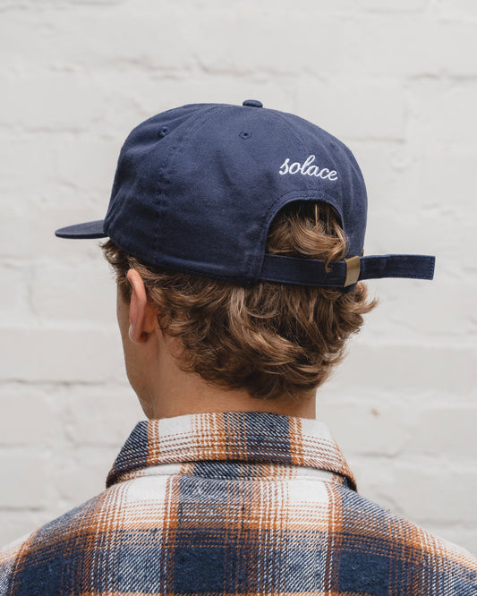Old English 5 Panel Baseball Cap - Midnight Navy/Ivory