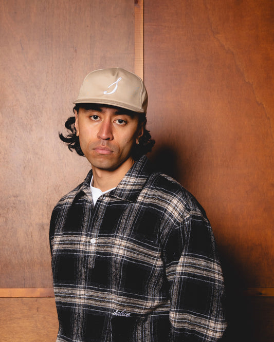 Initial 5 Panel Baseball Cap - Butter Beige/Ivory