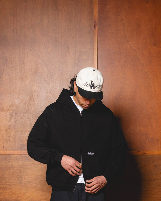 California Cursive 5 Panel Baseball Cap - Ivory/Carbon Black