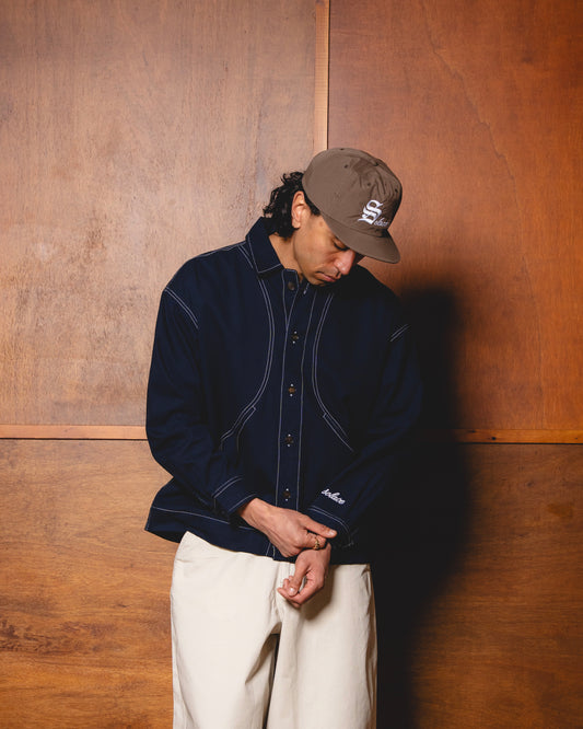 Old English 5 Panel Baseball Cap - Toffee Brown/Ivory