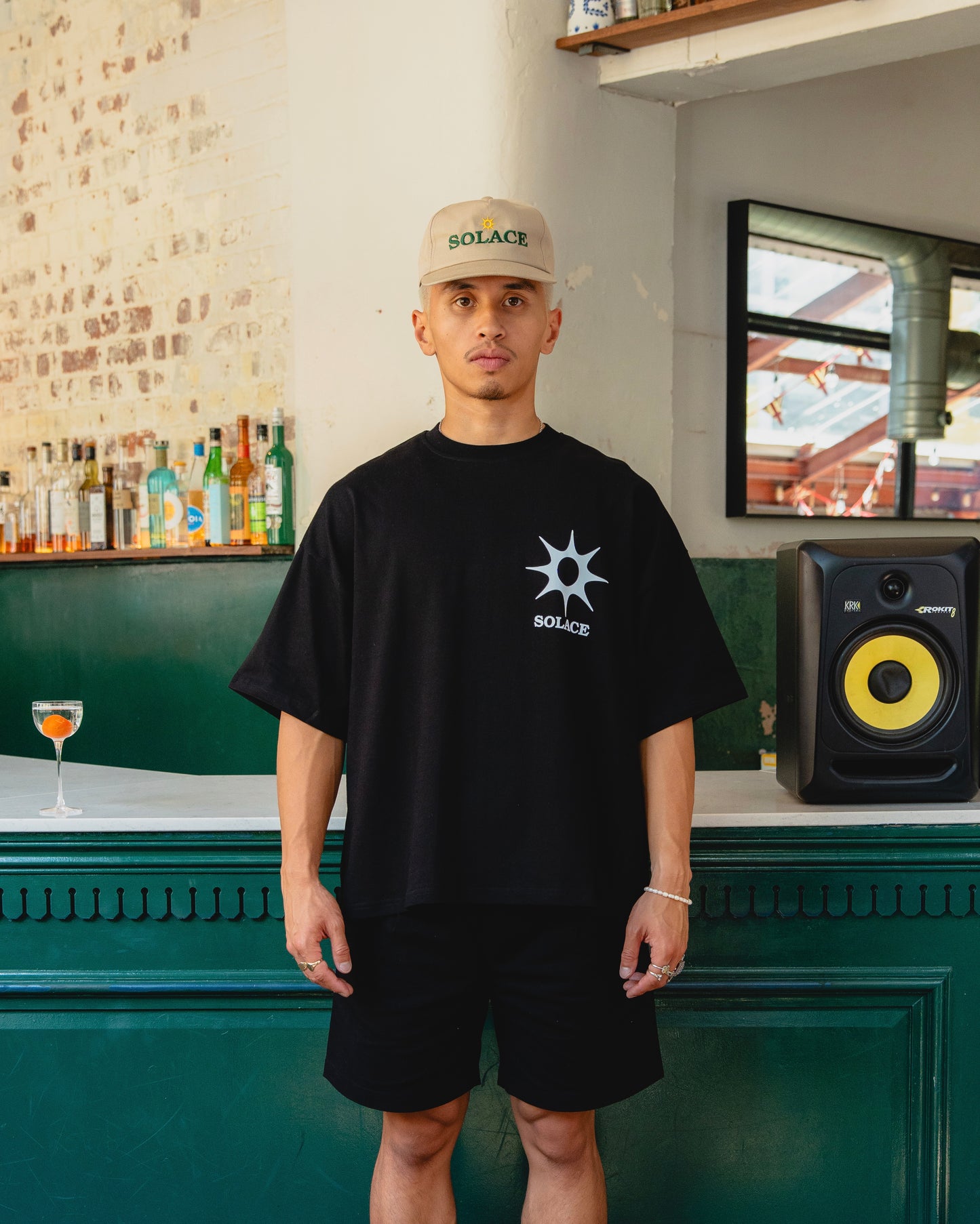 Solaire Logo T-Shirt - Carbon Black/Ivory