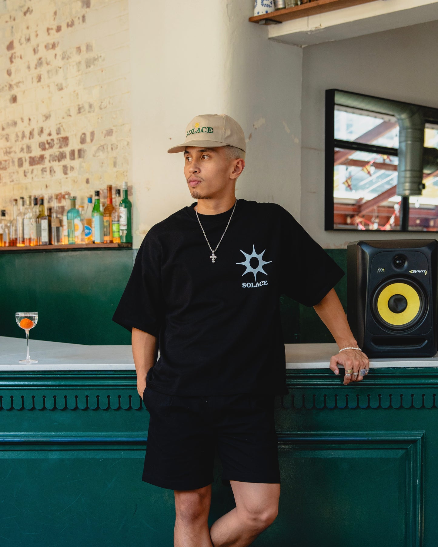 Solaire Logo T-Shirt - Carbon Black/Ivory