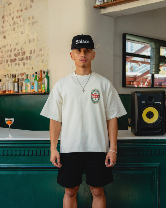 Lager Logo T-Shirt - Ivory/Forest Green