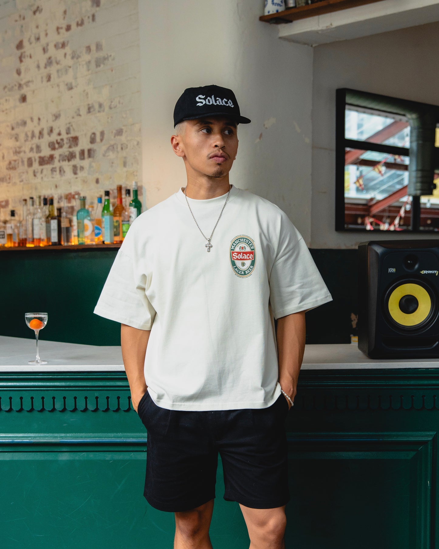 Lager Logo T-Shirt - Ivory/Forest Green
