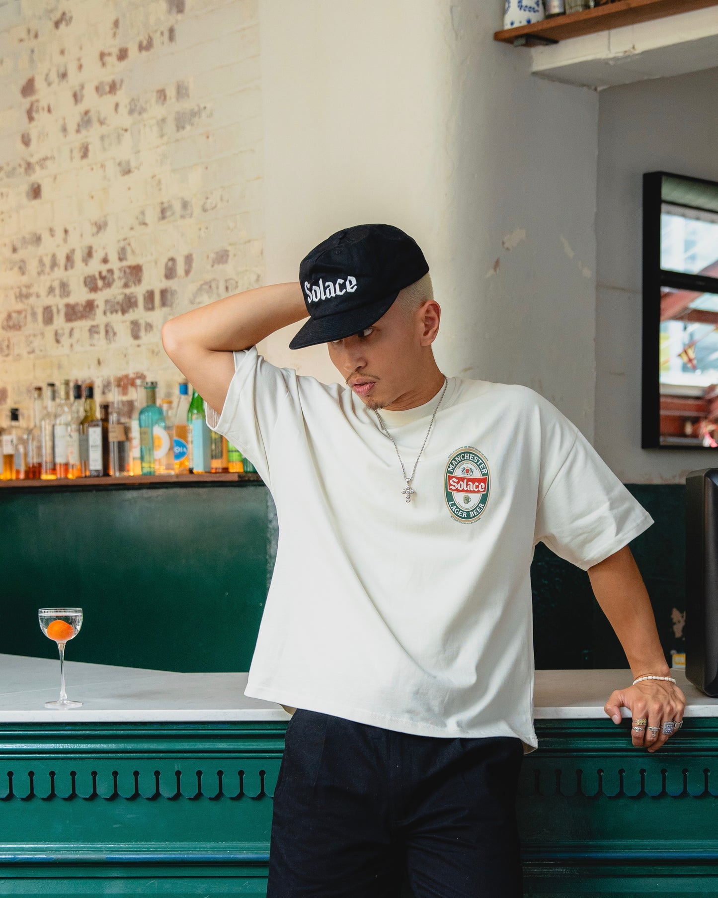 Lager Logo 5 Panel Baseball Cap - Carbon Black/Ivory