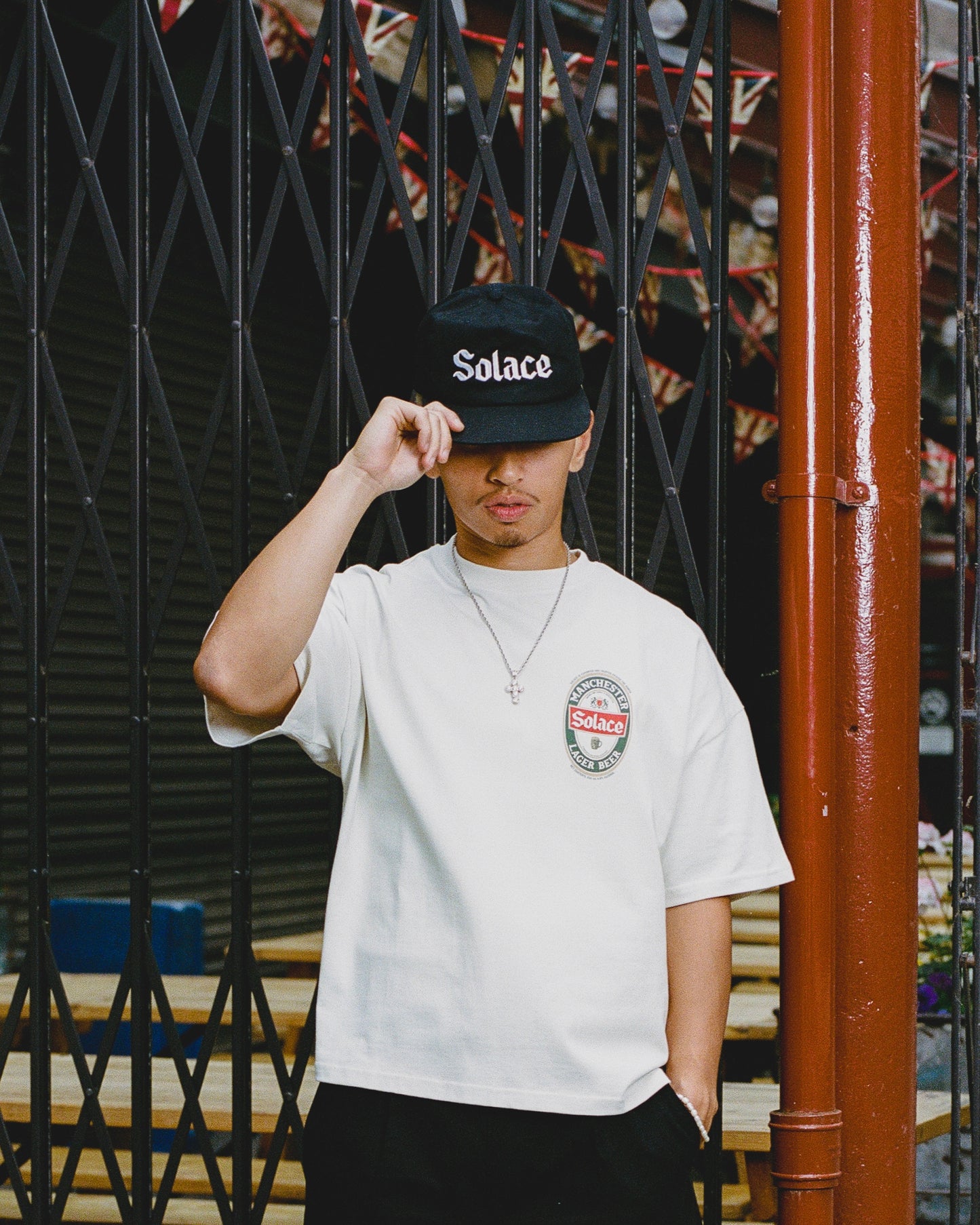 Lager Logo 5 Panel Baseball Cap - Carbon Black/Ivory
