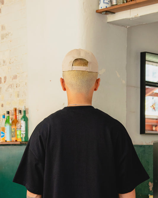 Solaire Logo 5 Panel Baseball Cap - Butter Beige/Forest Green