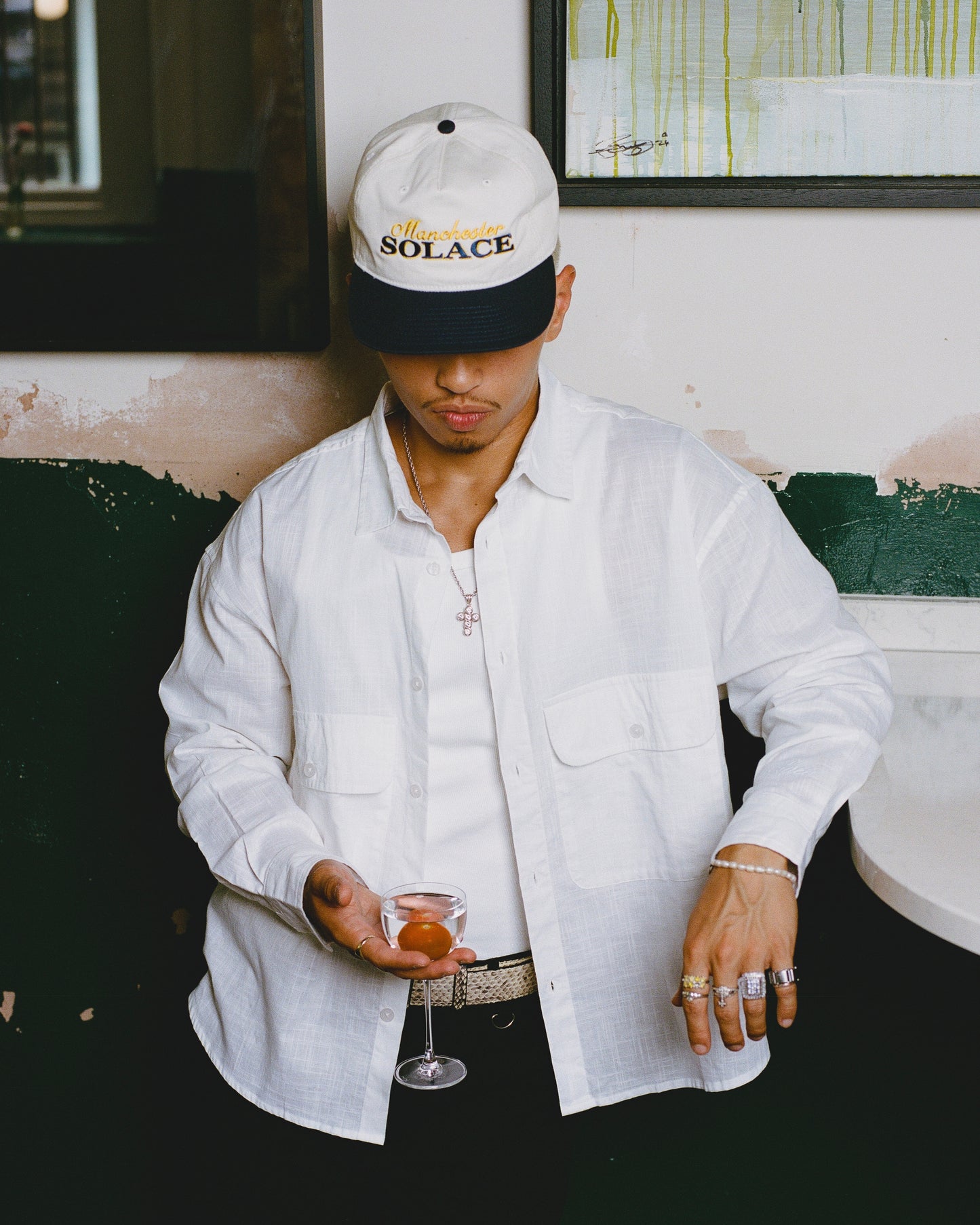 Royal Logo 5 Panel Baseball Cap - Ivory/Midnight Navy