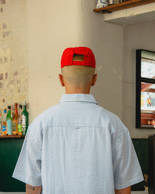 Royal Crest 5 Panel Baseball Cap - Rose Red/Ivory