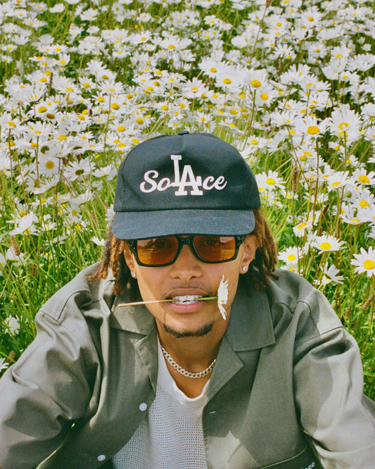 California Blackout 5 Panel Baseball Cap - Black/Ivory