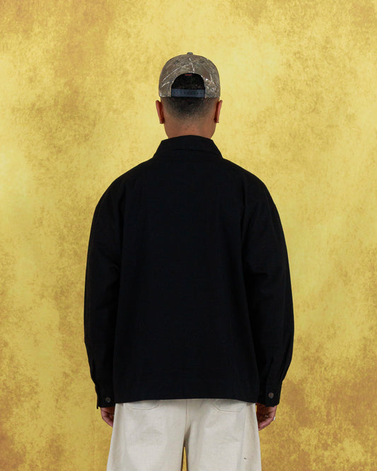 Curve Pocket Twill Chore Jacket - Carbon Black/Ivory