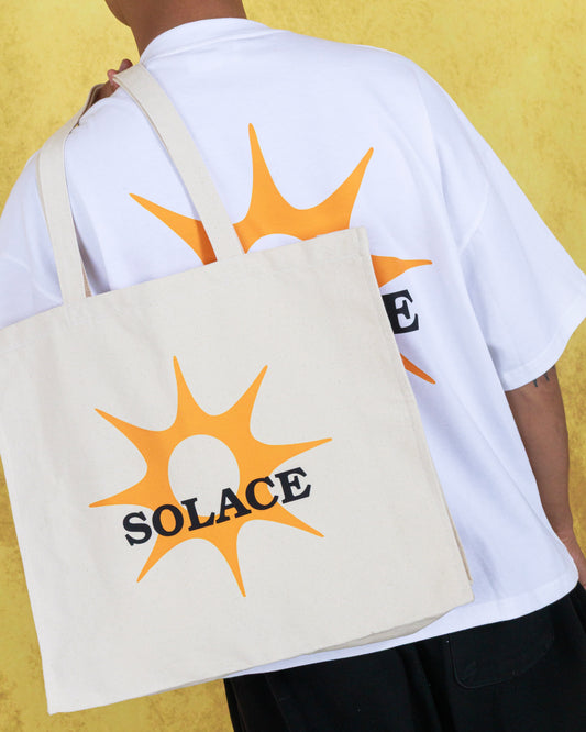 Solaire Logo Canvas Tote Bag - Natural/Solar Orange