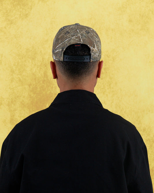 Old English Camo 6 Panel Baseball Cap - Tree Camo/Ivory