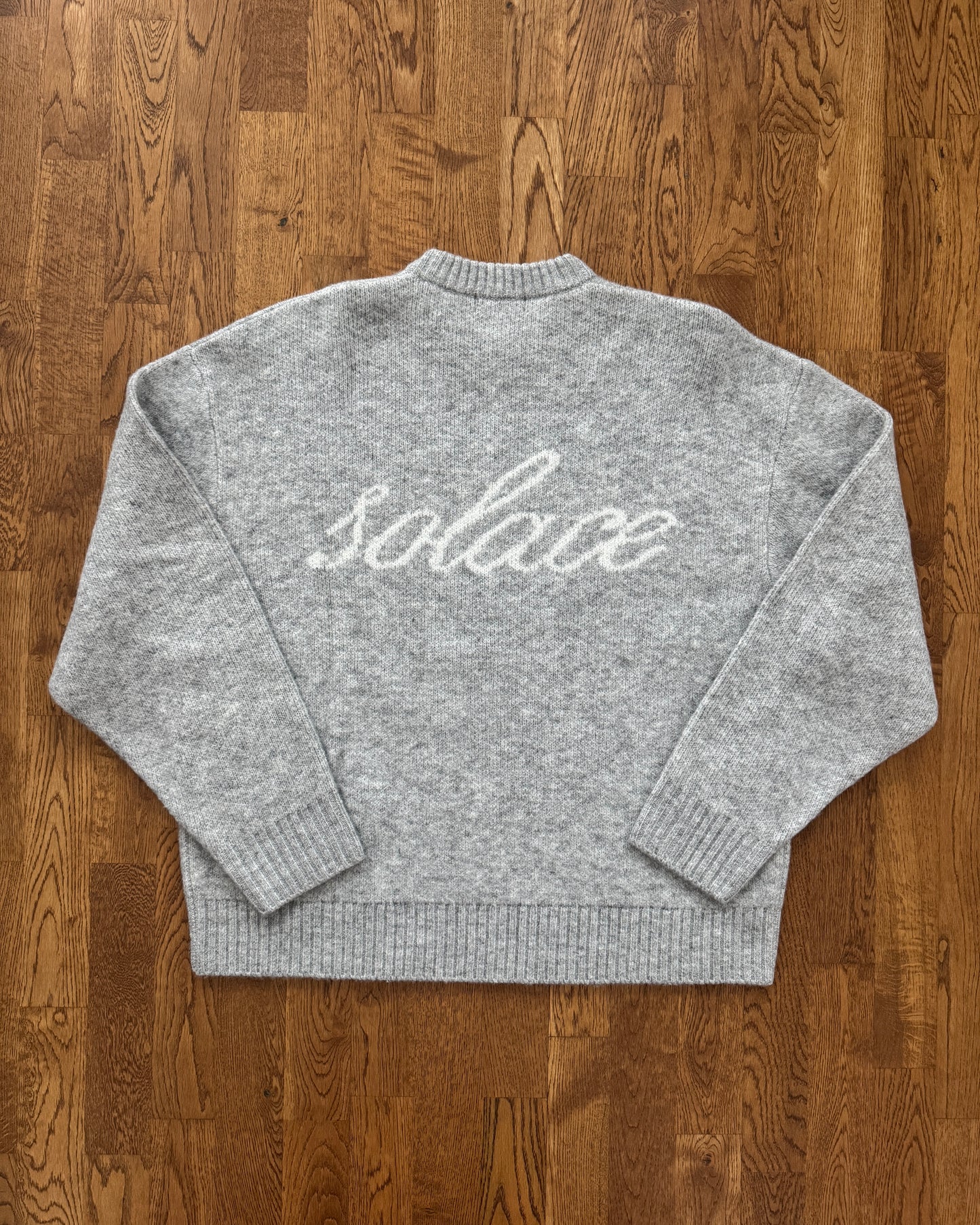 Intarsia Logo Knit Crew Jumper - Cloud Grey