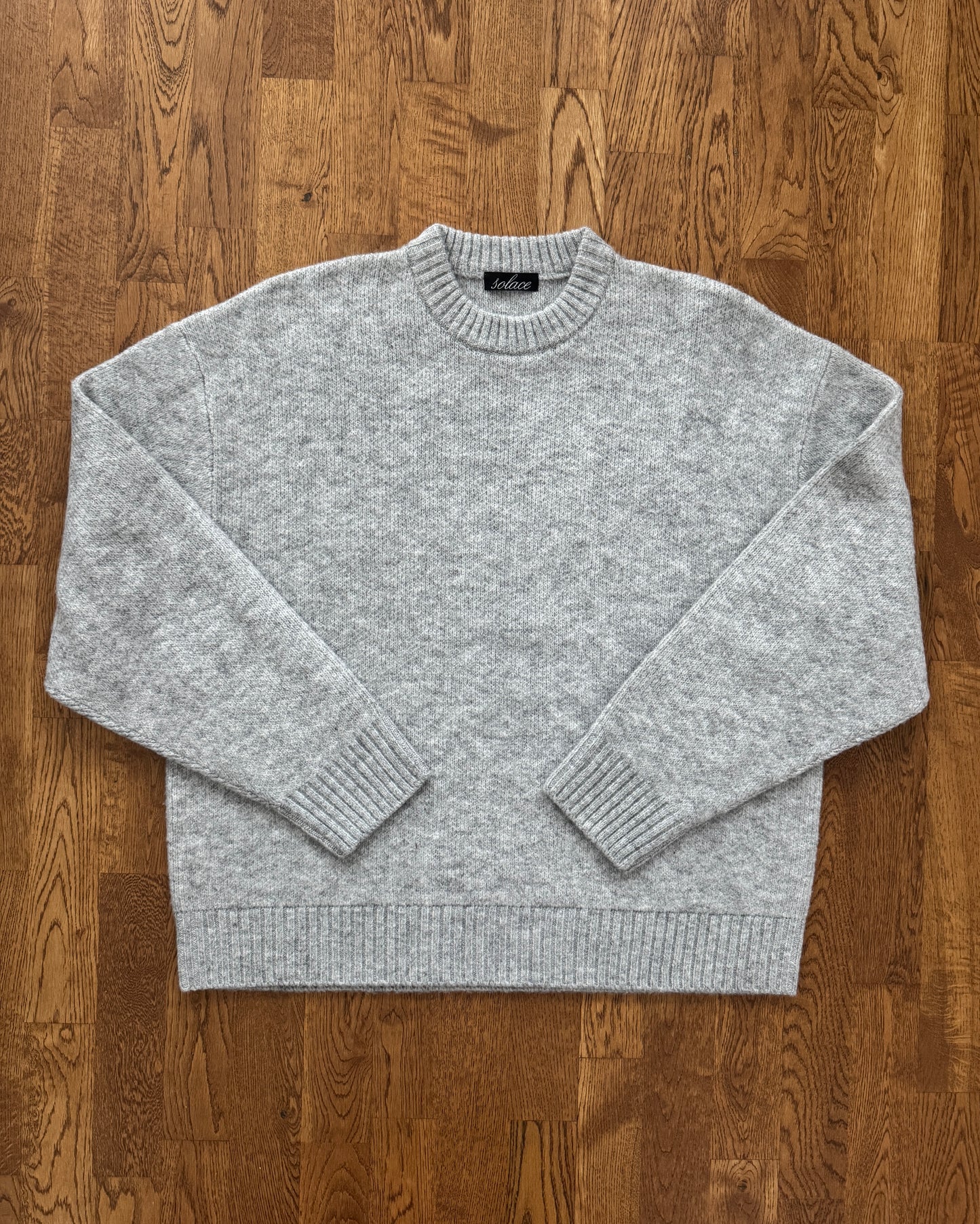 Intarsia Logo Knit Crew Jumper - Cloud Grey