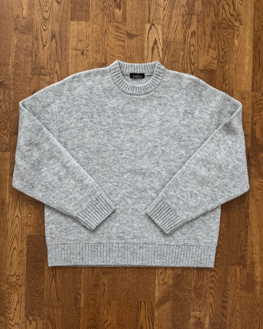 Intarsia Logo Knit Crew Jumper - Cloud Grey