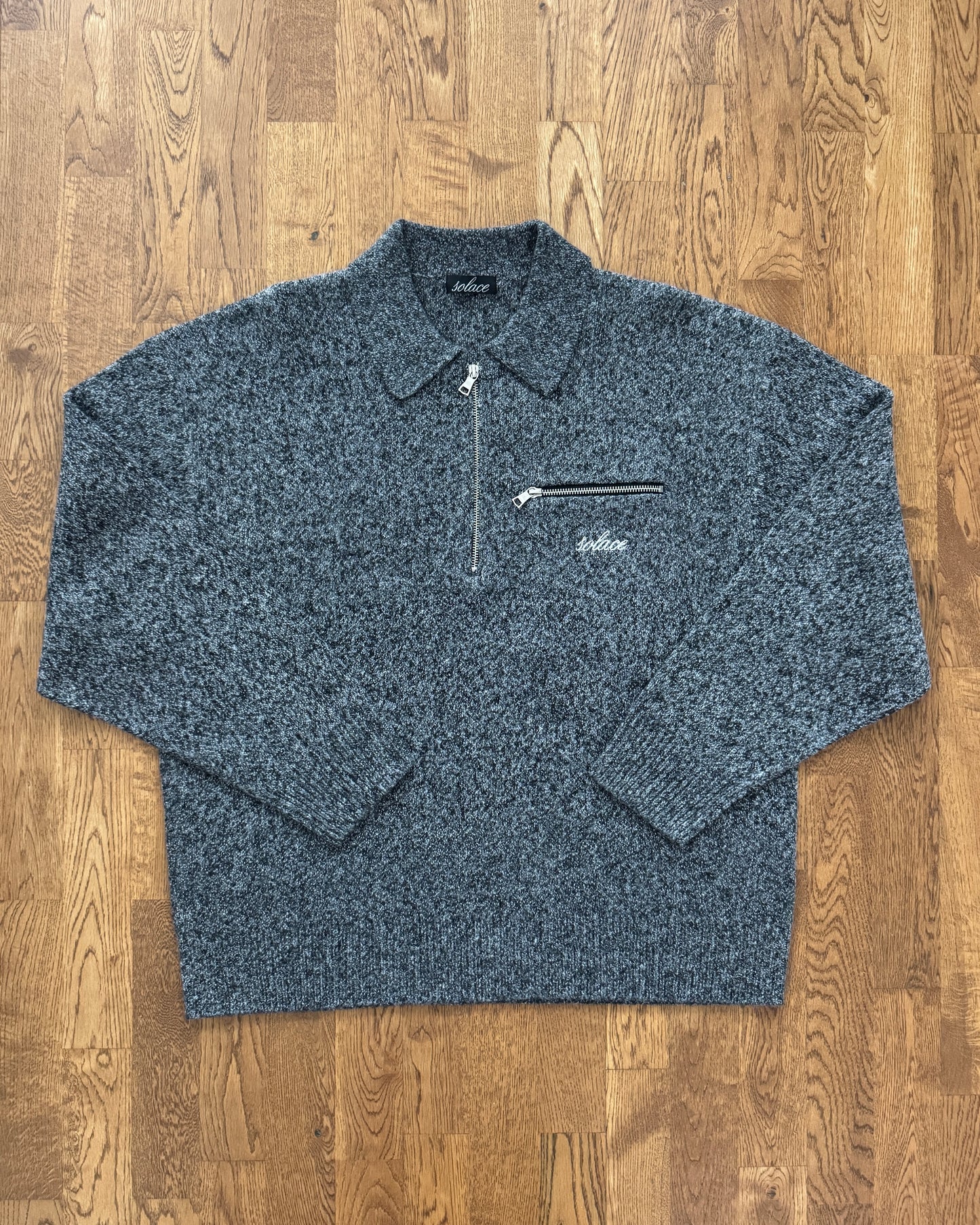 Half Zip Pocket Knit Polo Jumper - TV Static