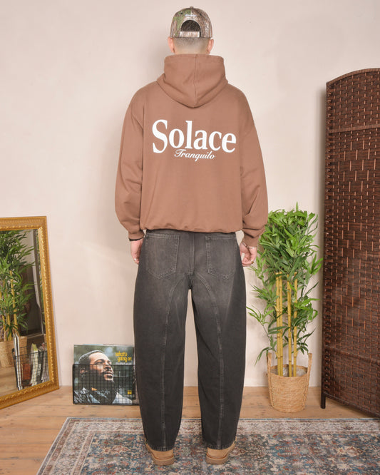 Heavyweight Oversized Boxy Tranquilo Hoodie - Cinnamon Brown/Ivory