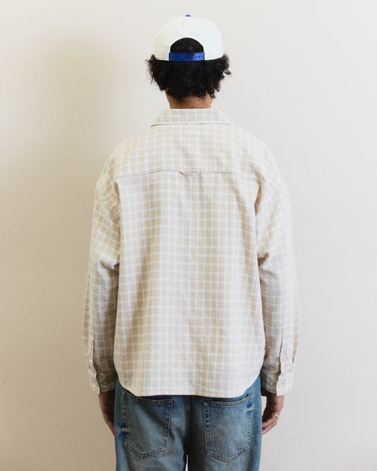 Crosshatch Check Flannel Button Shirt - Butter Beige/Ivory