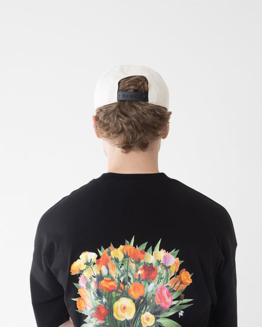 Old English 5 Panel Baseball Cap - Ivory/Carbon Black