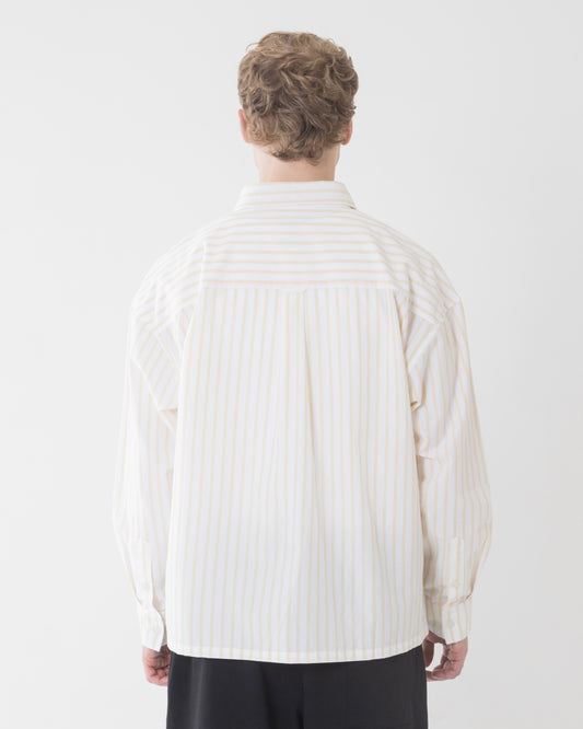 "Citron" Striped Oxford Shirt - Ivory/Lemon Yellow