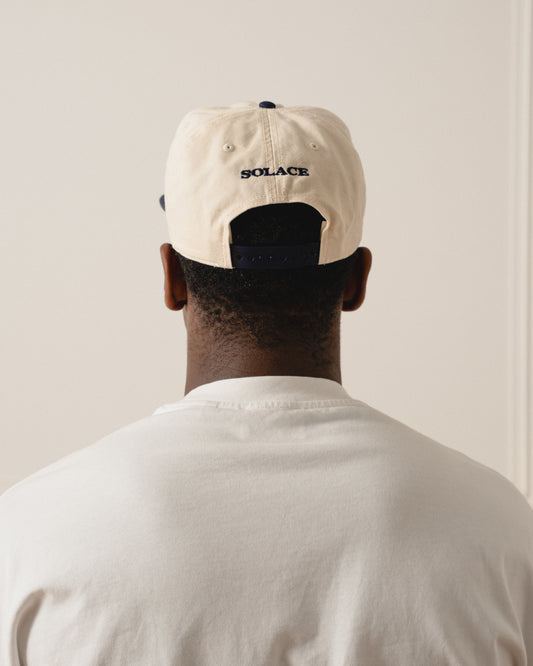 Royal Crest 5 Panel Baseball Cap - Ivory/Midnight Navy