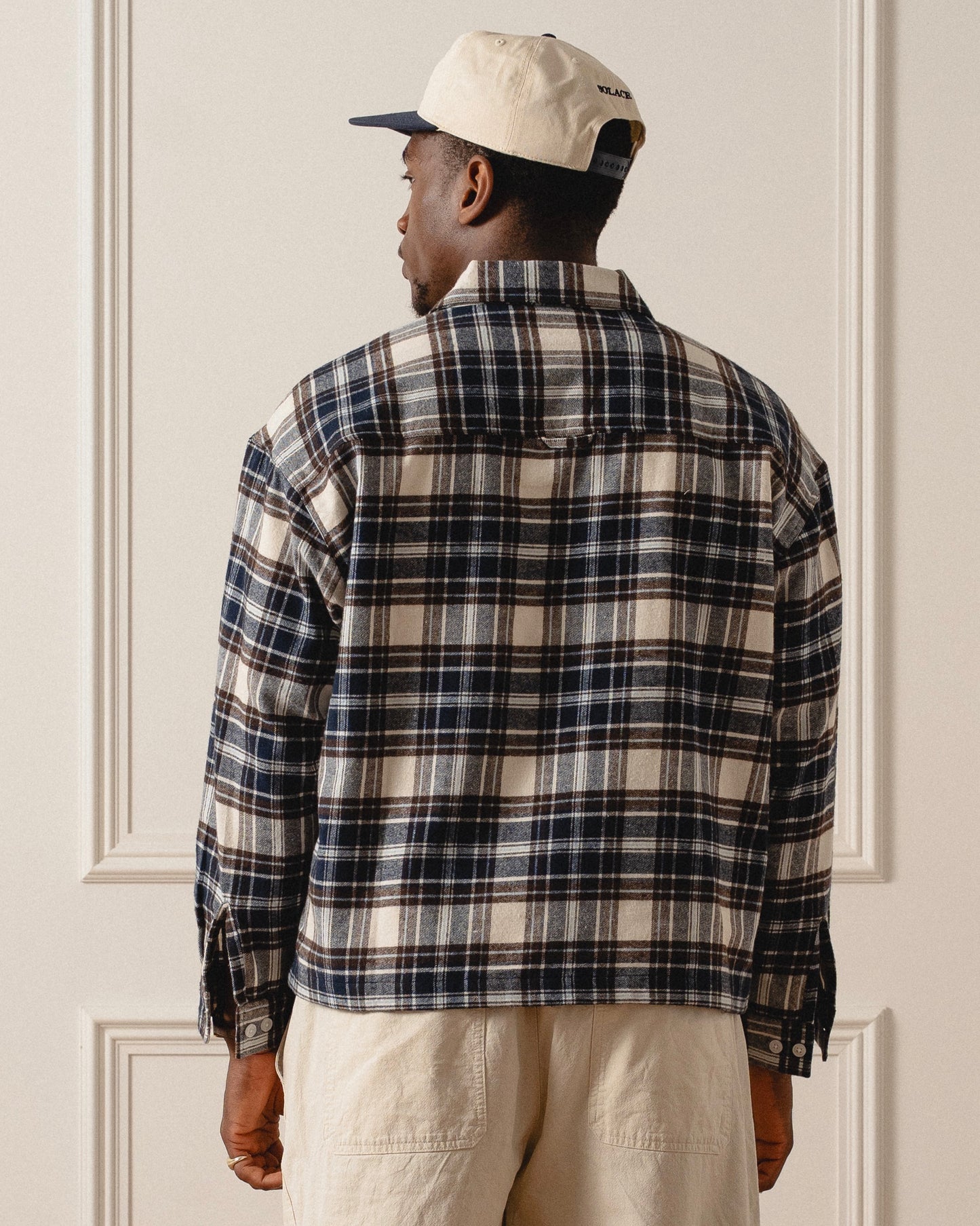 Check Flannel Polo Shirt - Midnight Navy/Cocoa Brown