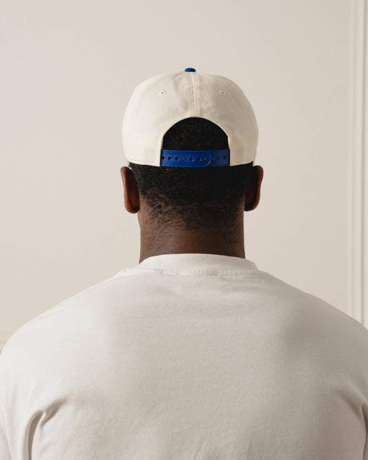 Piatto Logo 5 Panel Baseball Cap - Ivory/Ocean Blue