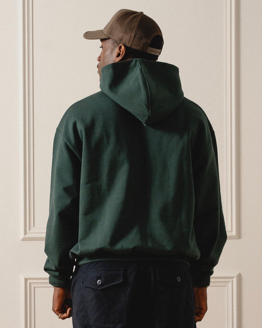 Sticker Logo Zip-Up Hoodie - Forest Green/Cobalt Blue