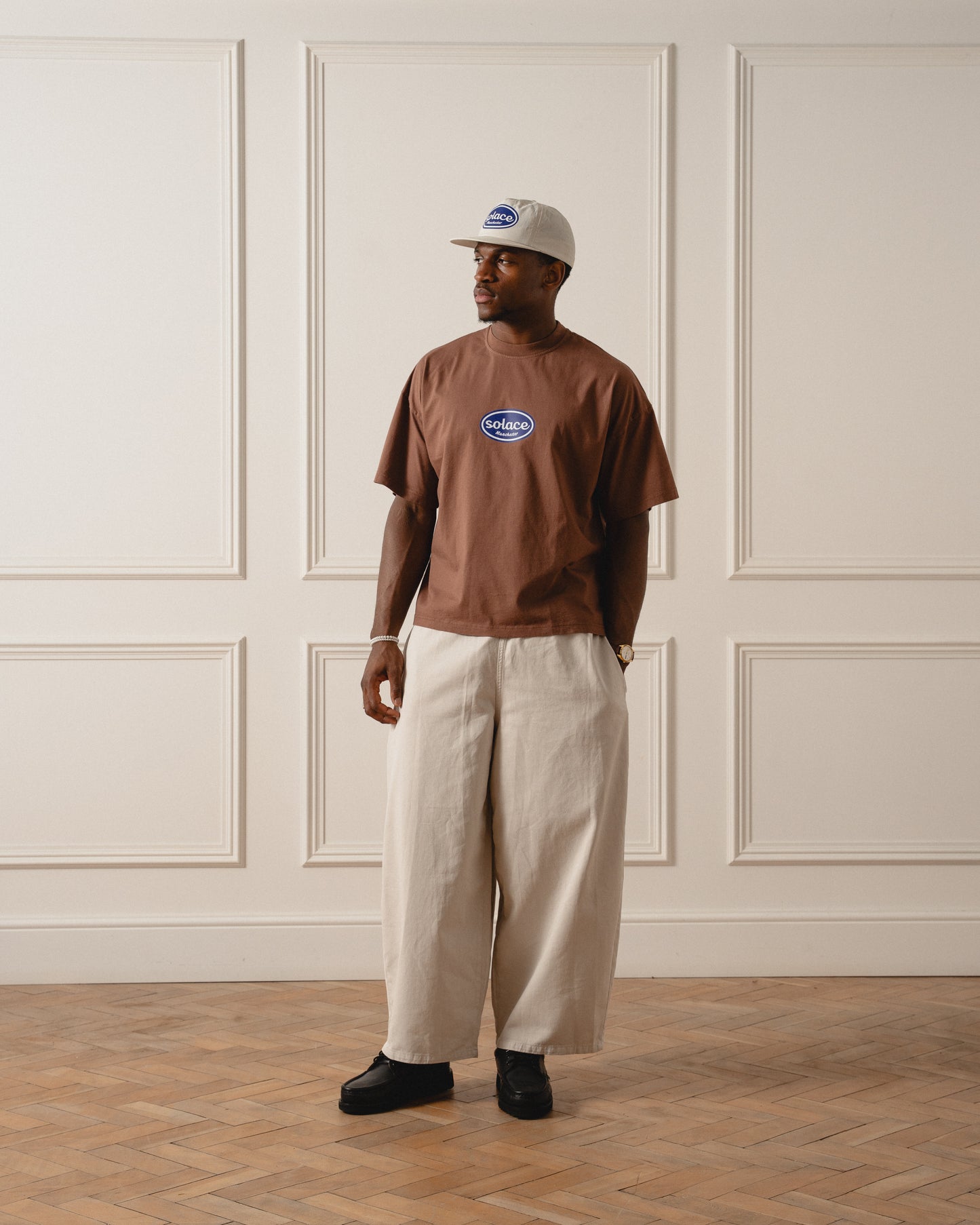 Sticker Logo T-Shirt - Cinnamon Brown/Cobalt Blue