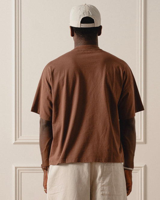 Sticker Logo T-Shirt - Cinnamon Brown/Cobalt Blue