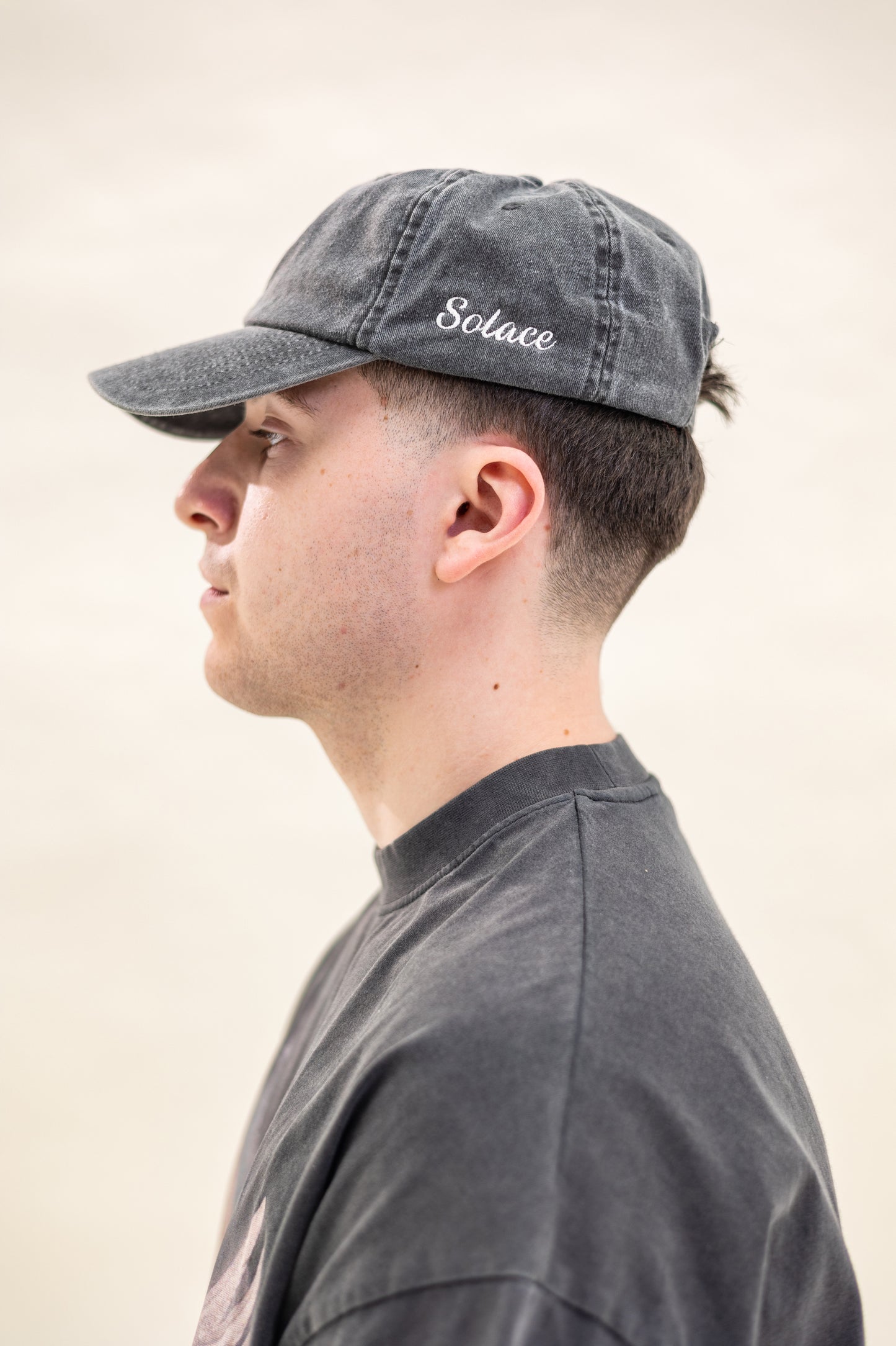 Peace Dove 6 Panel Baseball Cap - Washed Black/Ivory